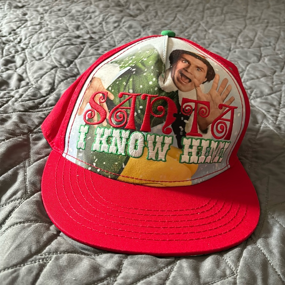New NWT Elf the movie red baseball hat embroidered Santa I know him
